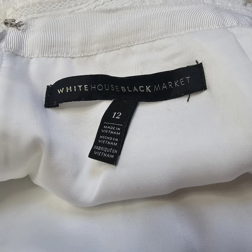 White‎ House Black Market WHBM White Fringe Crochet Accent Pencil Skirt Size 12 - Picture 6 of 12